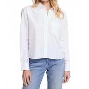 NEW THE SHIRT long sleeve boxy crop blouse in white